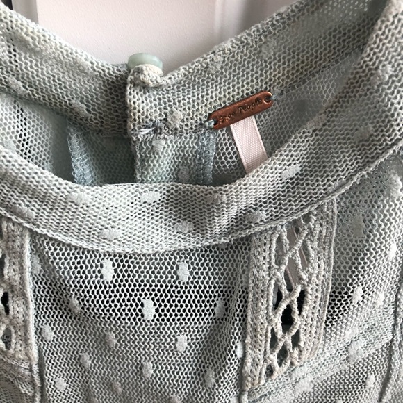 Free People Swiss dot mesh/lace high/low swing top - Picture 2 of 3